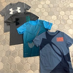 4  XS boys under armor and Nike T-shirts